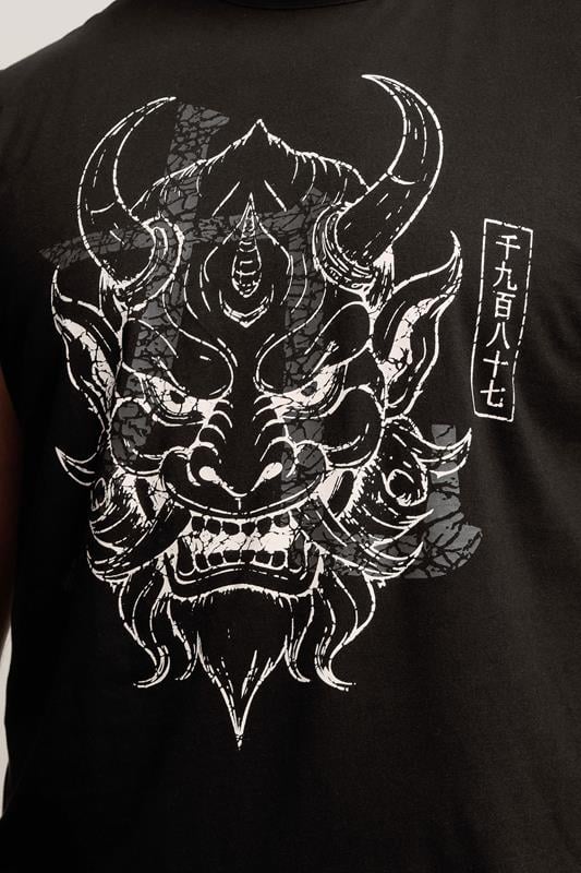 BadRhino Big & Tall Black Japanese Demon Graphic Vest Top | BadRhino 4