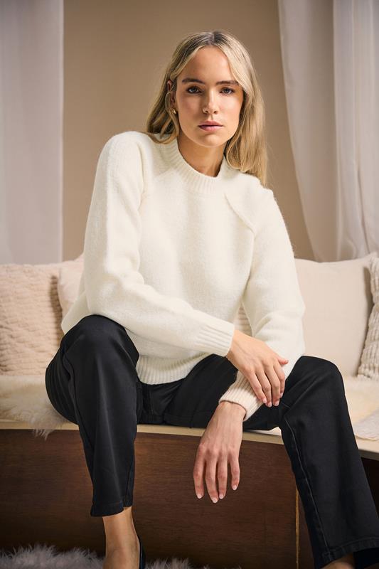 LTS PREMIUM Tall Ivory White Wool Seam Front Jumper | Long Tall Sally 1