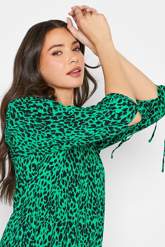 LTS Tall Women's Green Leopard Print Shirred Top | Long Tall Sally  4