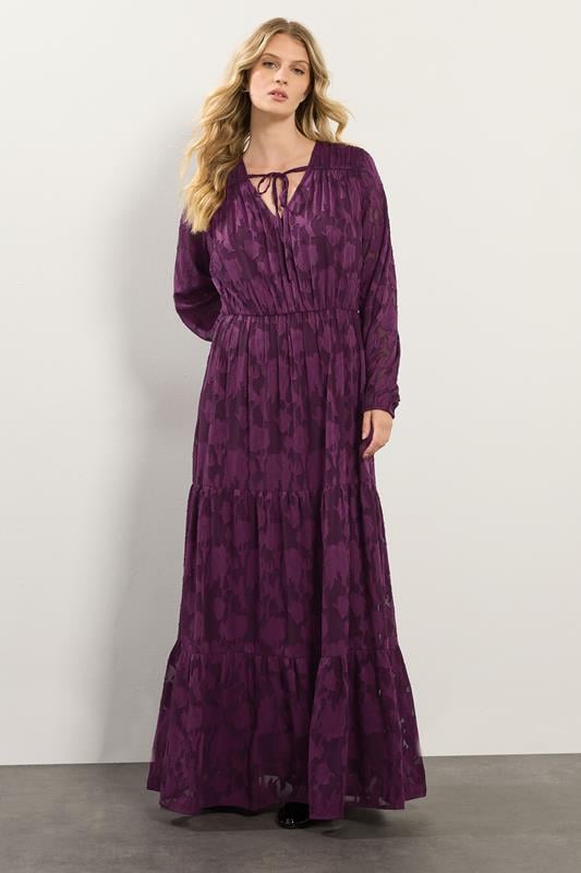 LTS Tall Purple Jacquard Boho Maxi Dress | Long Tall Sally 2