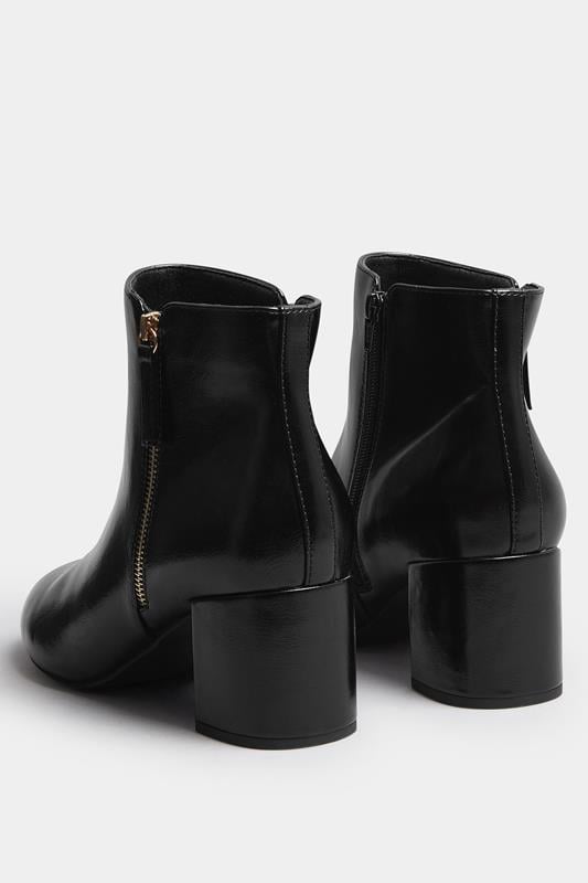 Black Faux Leather Block Heel Ankle Boots In Wide E Fit & Extra Wide EEE Fit | Yours Clothing 4