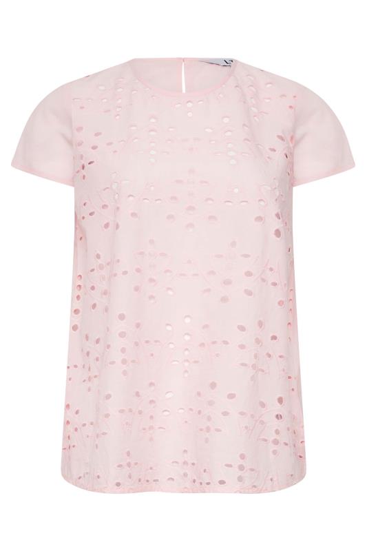 LTS Tall Women's Pink Broderie Front T-Shirt | Long Tall Sally 6
