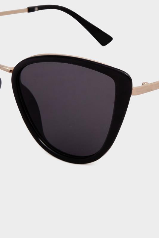 Plus Size Black & Gold Oversized Cat Eye Sunglasses | Yours Clothing 4