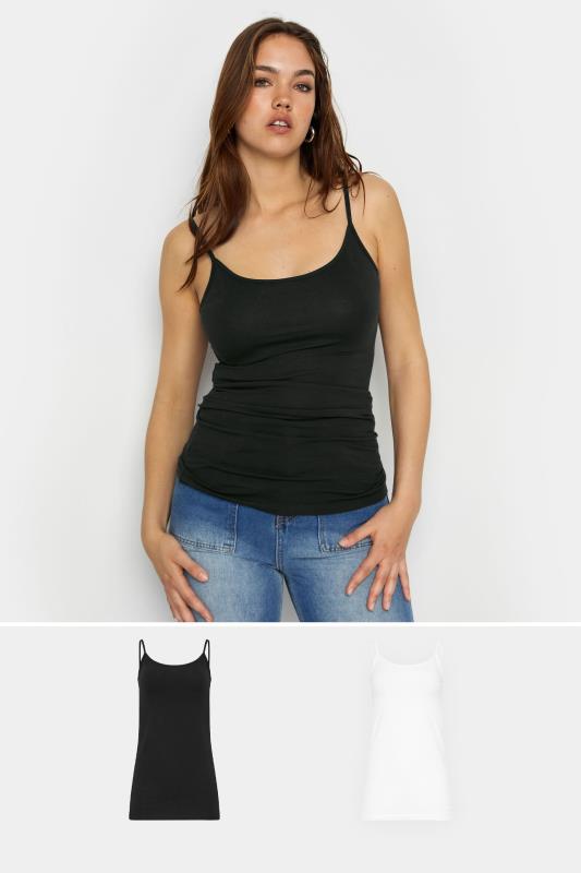 2 PACK Tall Women's Black & White Cami Vest Tops | Long Tall Sally  1