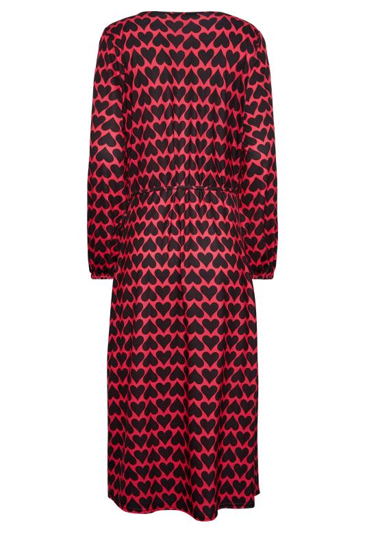 LTS Tall Red & Black Heart Print Midi Wrap Dress | Long Tall Sally  7