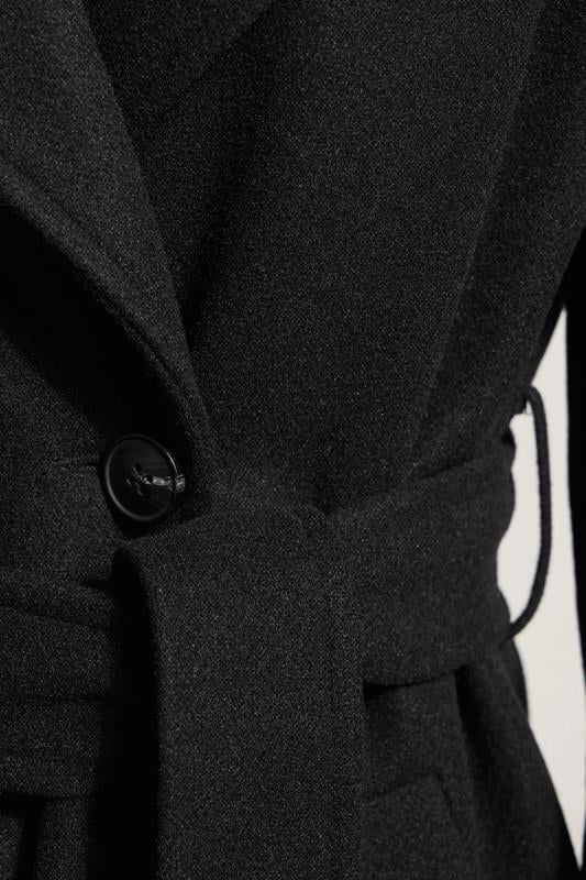 LTS Tall Black Formal Wrap Belted Midi Coat | Long Tall Sally 4