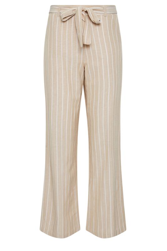 LTS Tall Women's Stone Brown Stripe Linen Wide Leg Trousers | Long Tall Sally 5