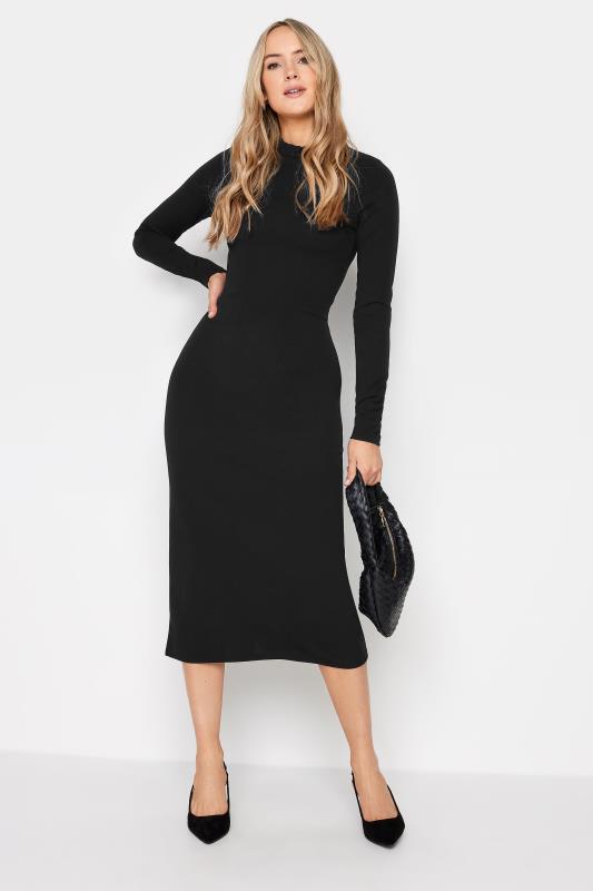 LTS Tall Black Fitted Midi Dress | Long Tall Sally  1