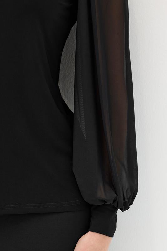 LTS Tall Black Mesh Square Neck Blouse | Long Tall Sally 4