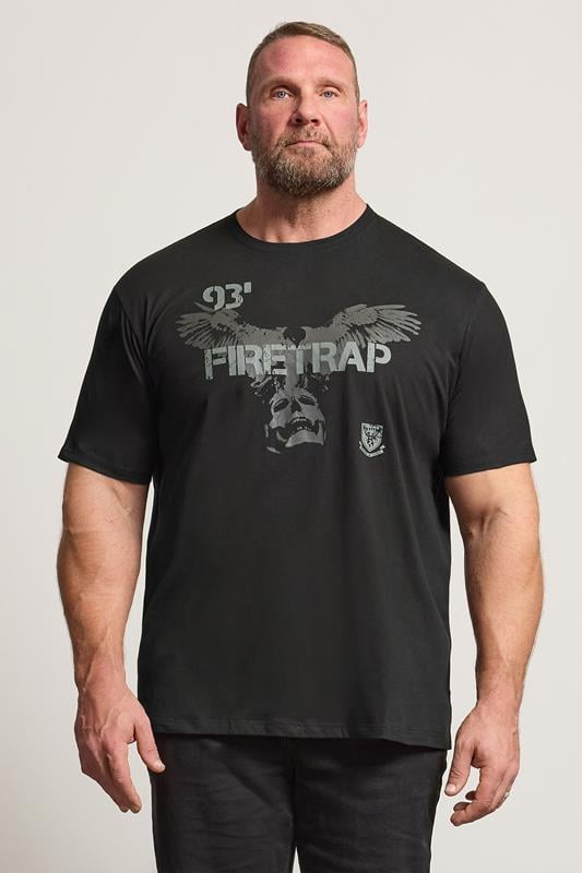 FIRETRAP Big & Tall Black Hawke Print T-Shirt