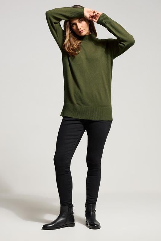 LTS Tall Khaki Green Turtle Neck Jumper | Long Tall Sally 2