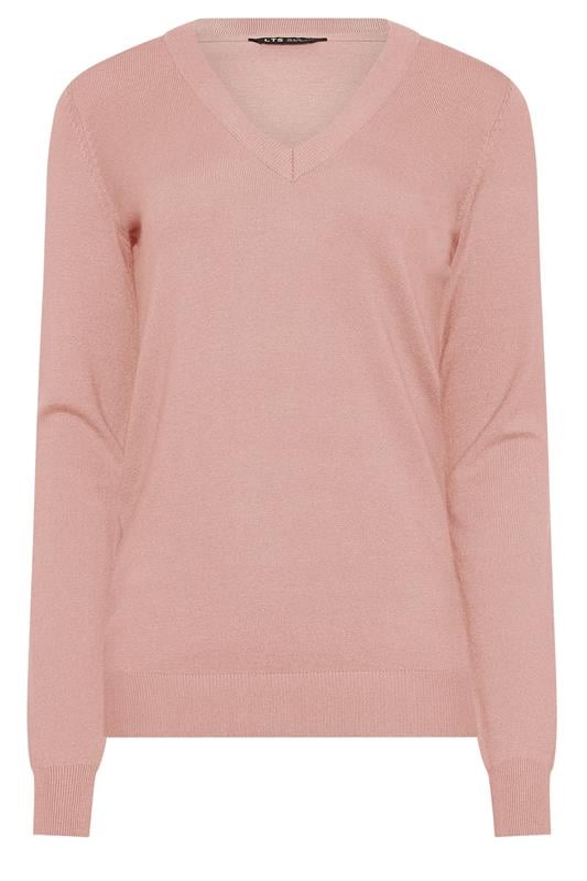LTS Tall Light Pink Knit V-Neck Jumper | Long Tall Sally 1