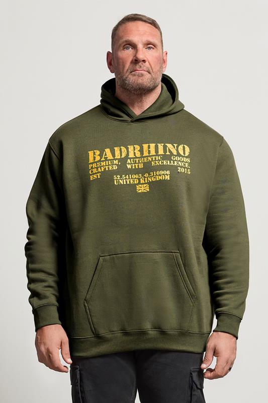 BadRhino Big & Tall Khaki Green Military Print Hoodie | BadRhino 2