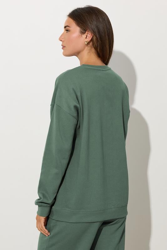 LTS Tall Khaki Green Crew Neck Sweatshirt | Long Tall Sally 3
