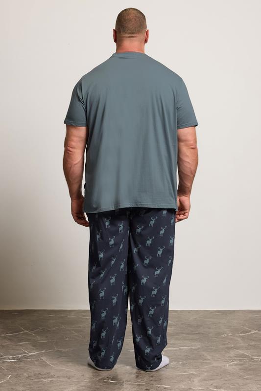 BadRhino Big & Tall Navy & Storm Blue Stag Pyjama Set | BadRhino 2