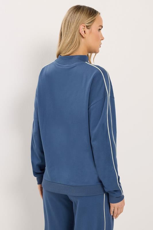 LTS Tall Women's Blue Piped High Neck Sweatshirt | Long Tall Sally 4