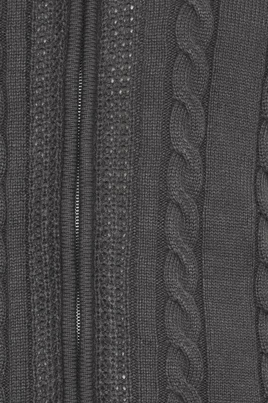 BadRhino Big & Tall Charcoal Grey Sherpa Lined Zip Through Cable Jumper | BadRhino 8
