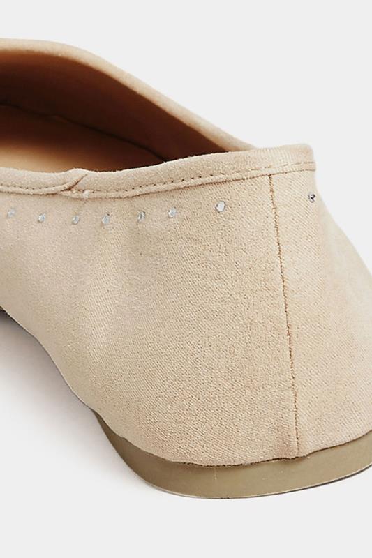 Nude Diamante Ballet Shoes In Wide E Fit & Extra Wide EEE Fit | Yours Clothing 4