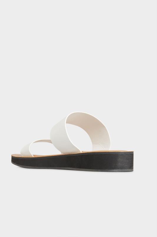 LTS White Two Strap Flat Sandals In Standard Fit | Long Tall Sally 4