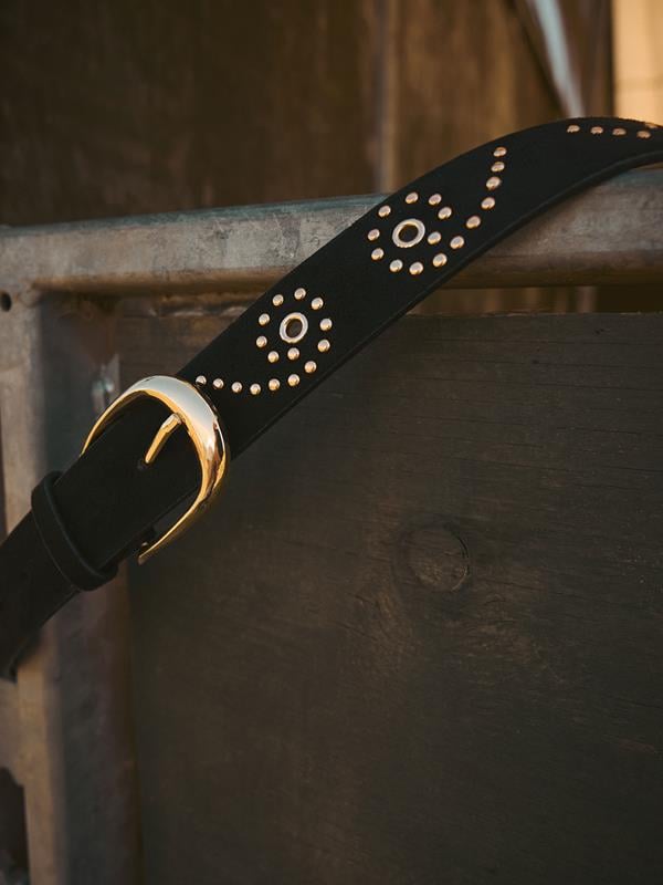 Black Faux Suede Stud Detail Belt | Yours Clothing 1