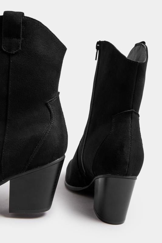 Black Faux Suede Western Heel Ankle Boots In Extra Wide EEE Fit | Yours Clothing 4