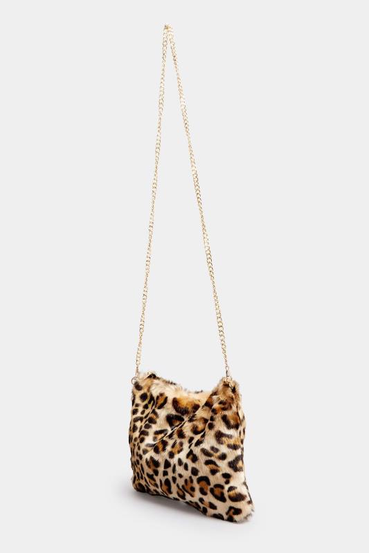 Natural Brown Leopard Print Faux Fur Bag 3