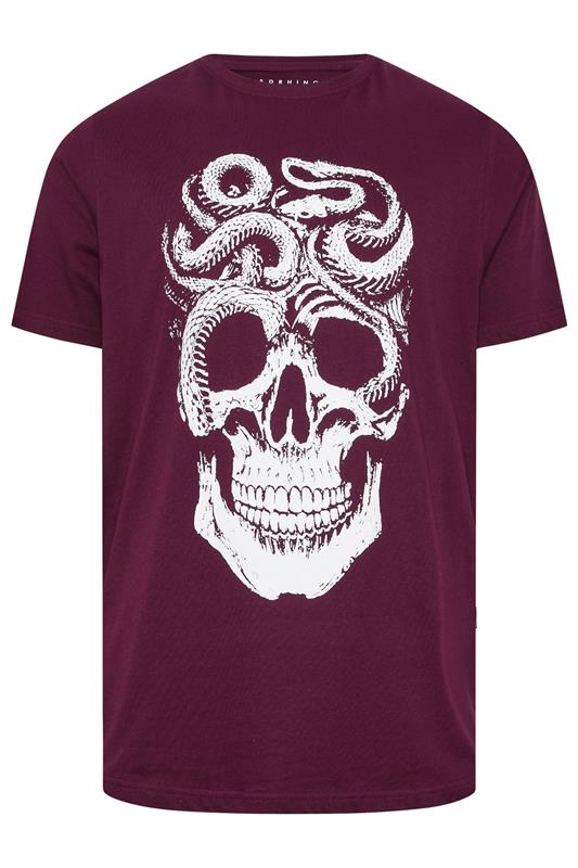 BadRhino Big & Tall Burgundy Red Skull & Snake Graphic T-Shirt | BadRhino 6