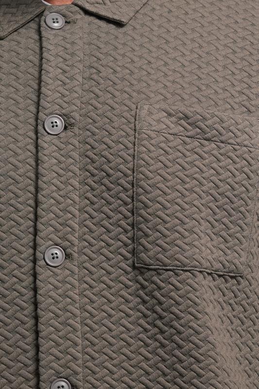 BadRhino Big & Tall Beige Brown Jersey Textured Overshirt | BadRhino 4