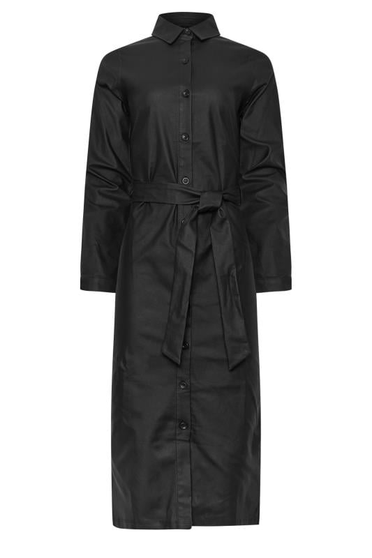 LTS Tall Black Coated Midi Shirt Dress | Long Tall Sally 7