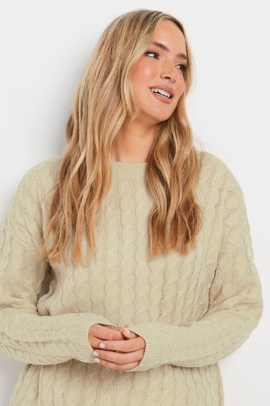 LTS Tall Beige Brown Cable Knit Jumper | Long Tall Sally  4