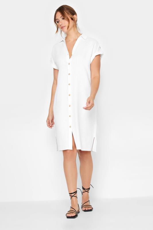LTS Tall Womens White Linen Button Through Shirt Dress | Long Tall Sally  2