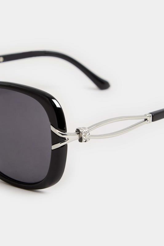 Black Oversized Diamante Knot Sunglasses | Yours Clothing 4