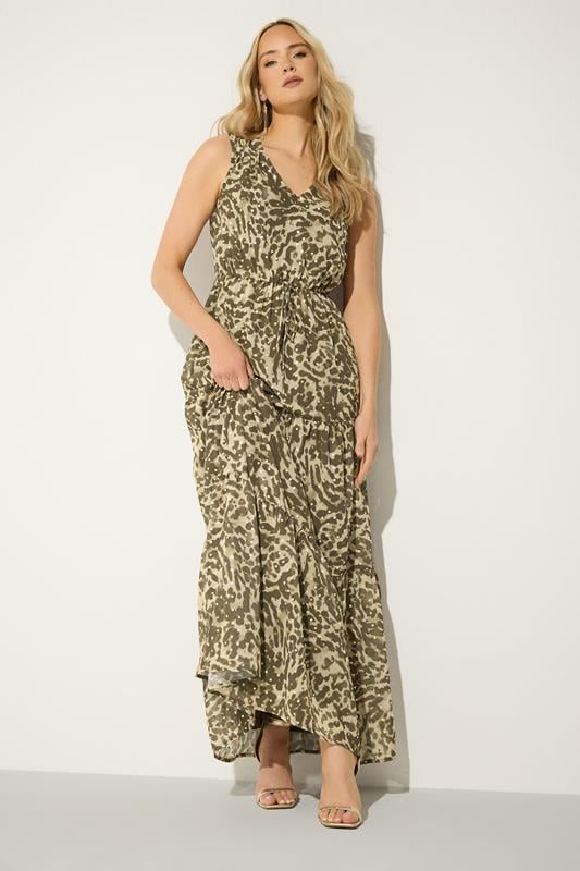  LTS Tall Brown Abstract Tie Waist Maxi Dress