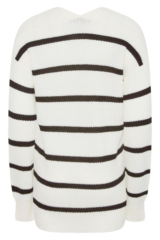 Tall Women's LTS White Stripe Knitted Cardigan | Long Tall Sally 7