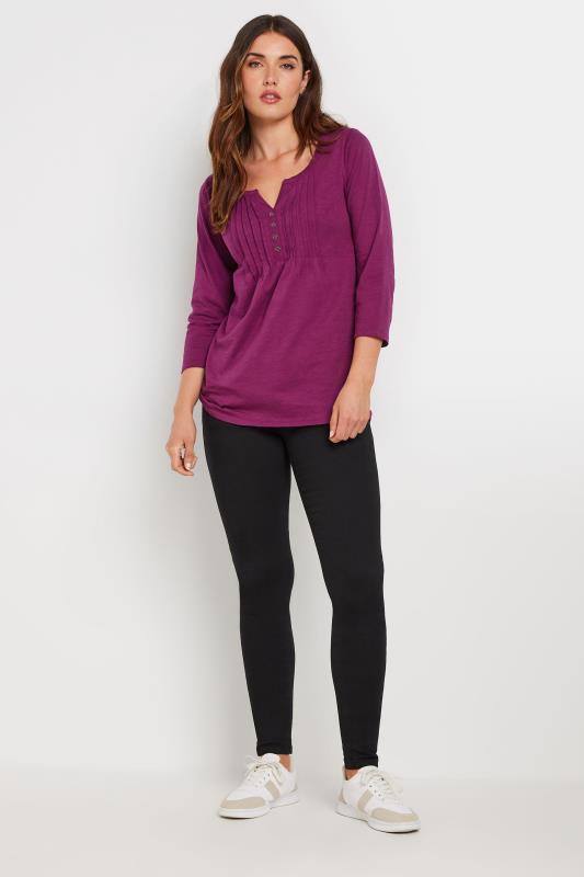 LTS Tall Purple Cotton Henley Top | Long Tall Sally 2