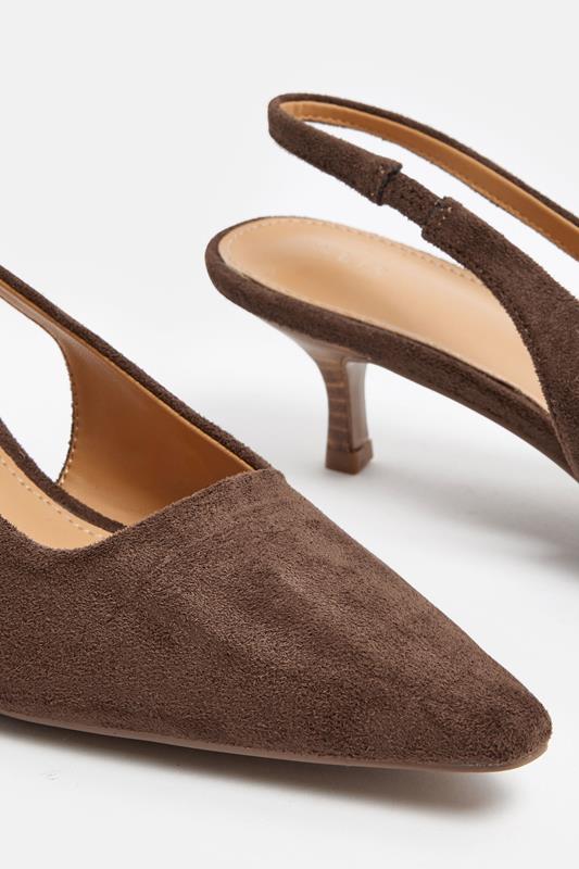LTS Chocolate Brown Slingback Kitten Heel In Standard Fit | Long Tall Sally 5