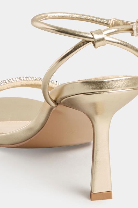 LTS Gold Diamante Heel Sandal in Standard Fit | Long Tall Sally 4