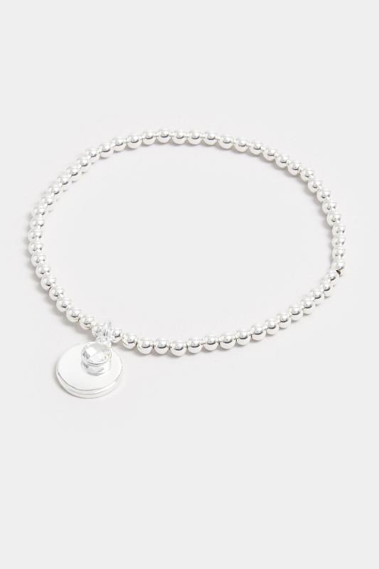 Silver Tone Disc Charm Stretch Bracelet | Yours Clothing 2