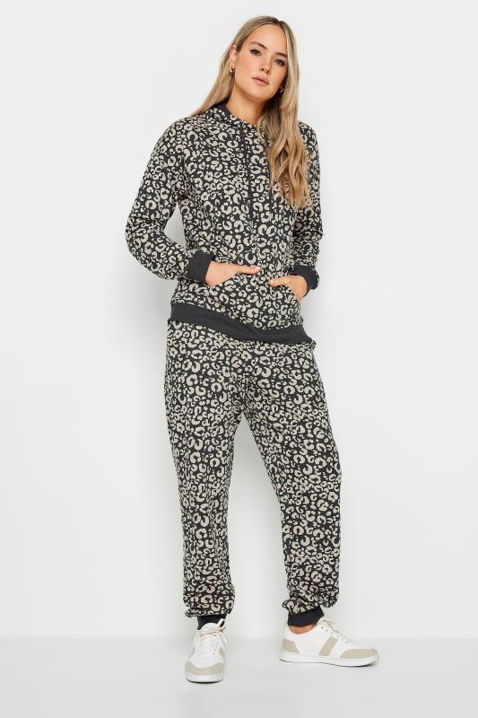 LTS Tall Women's Charcoal Grey & Brown Leopard Print Cuffed Joggers | Long Tall Sally 1