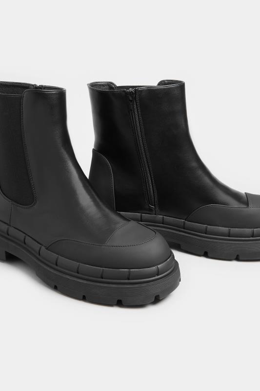 Black Chunky High Chelsea Boots In Extra Wide EEE Fit | Yours Clothing  5