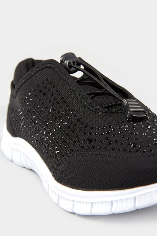 Black Embellished Trainers In Wide E Fit & Extra Wide EEE Fit | Yours Clothing 5