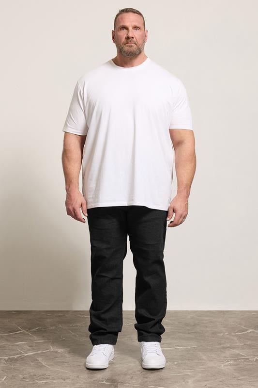 D555 Black Elasticated Waist Relaxed Fit Jeans | BadRhino 1