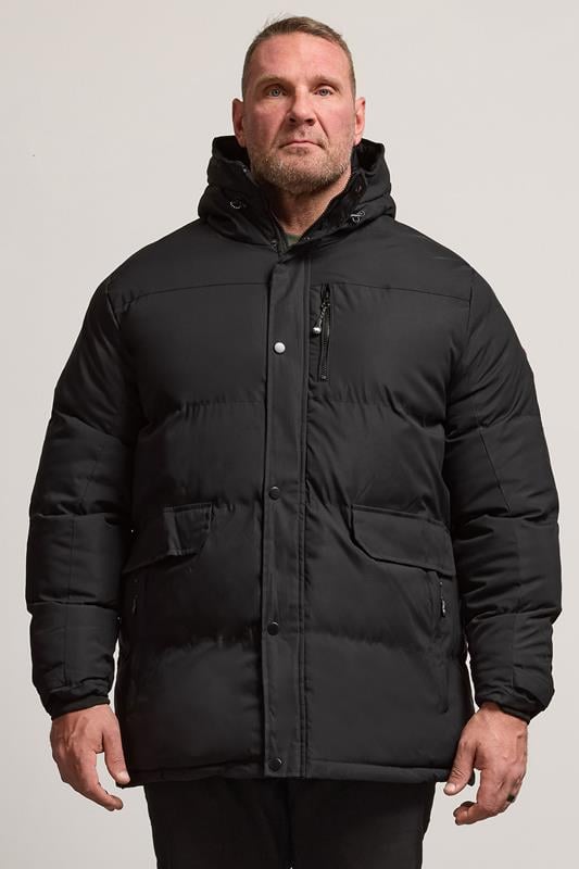 D555 Big & Tall Black Quilted Padded Jacket