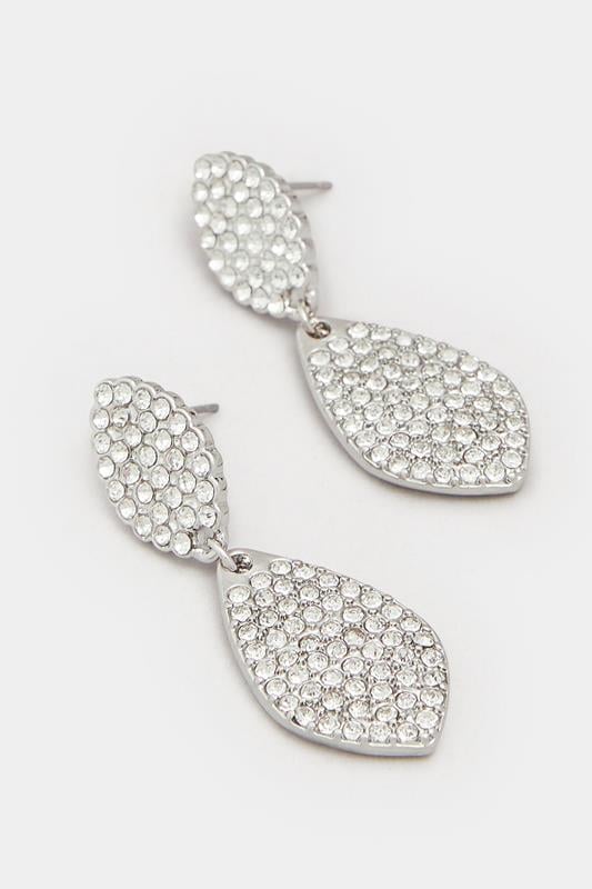 Silver Tone Diamante Double Drop Earrings | Yours Clothing 3