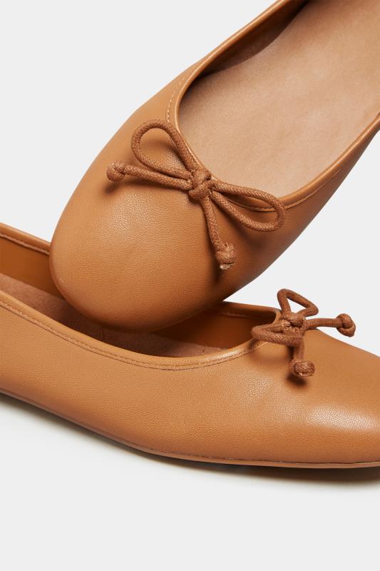 LTS Brown Leather Ballerina Pumps In Standard Fit | Long Tall Sally 5