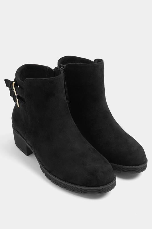  Yours Black Double Buckle Chelsea Boots In Wide E Fit