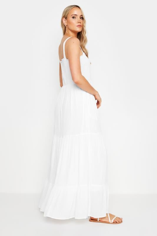LTS Tall Women's White Shirred Tiered Maxi Dress | Long Tall Sally  3