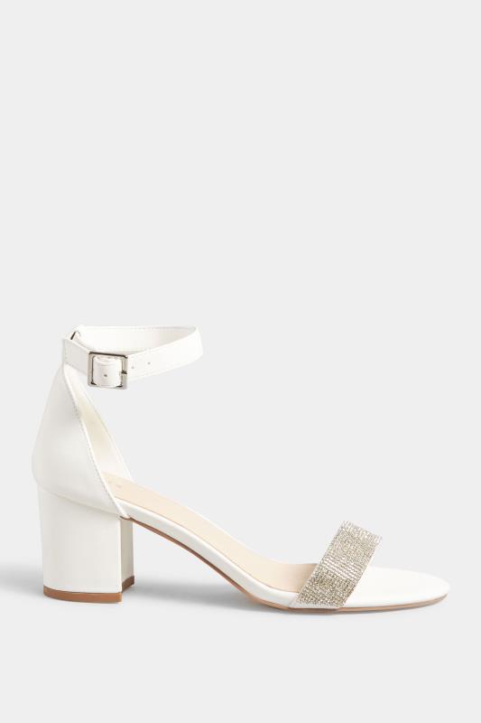 LTS White Diamante Block Heel Shoes in Standard Fit | Long Tall Sally 3
