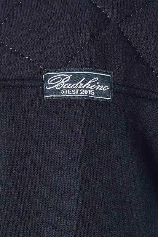 D555 Big & Tall Navy Blue Quilted Quarter Zip Sweatshirt | BadRhino 3