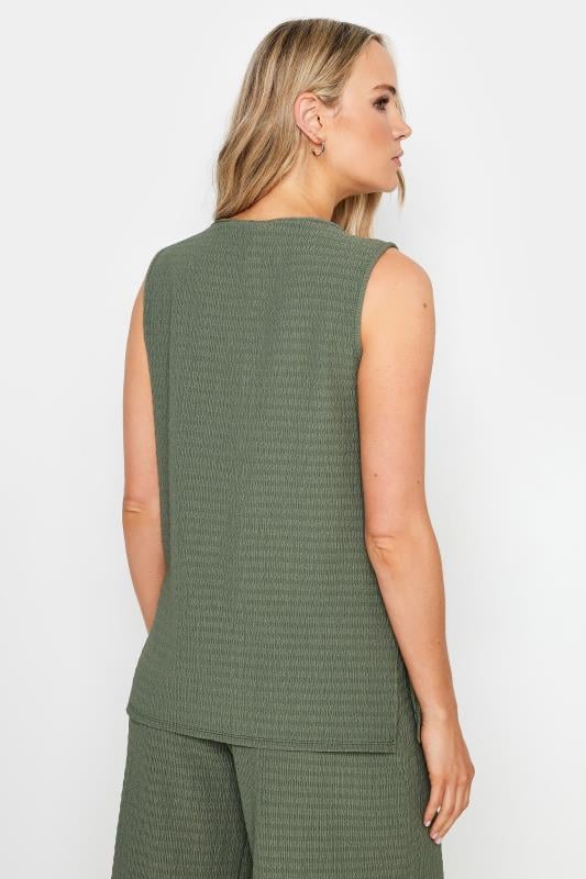 LTS Tall Khaki Green Textured Sleeveless Top | Long Tall Sally 3